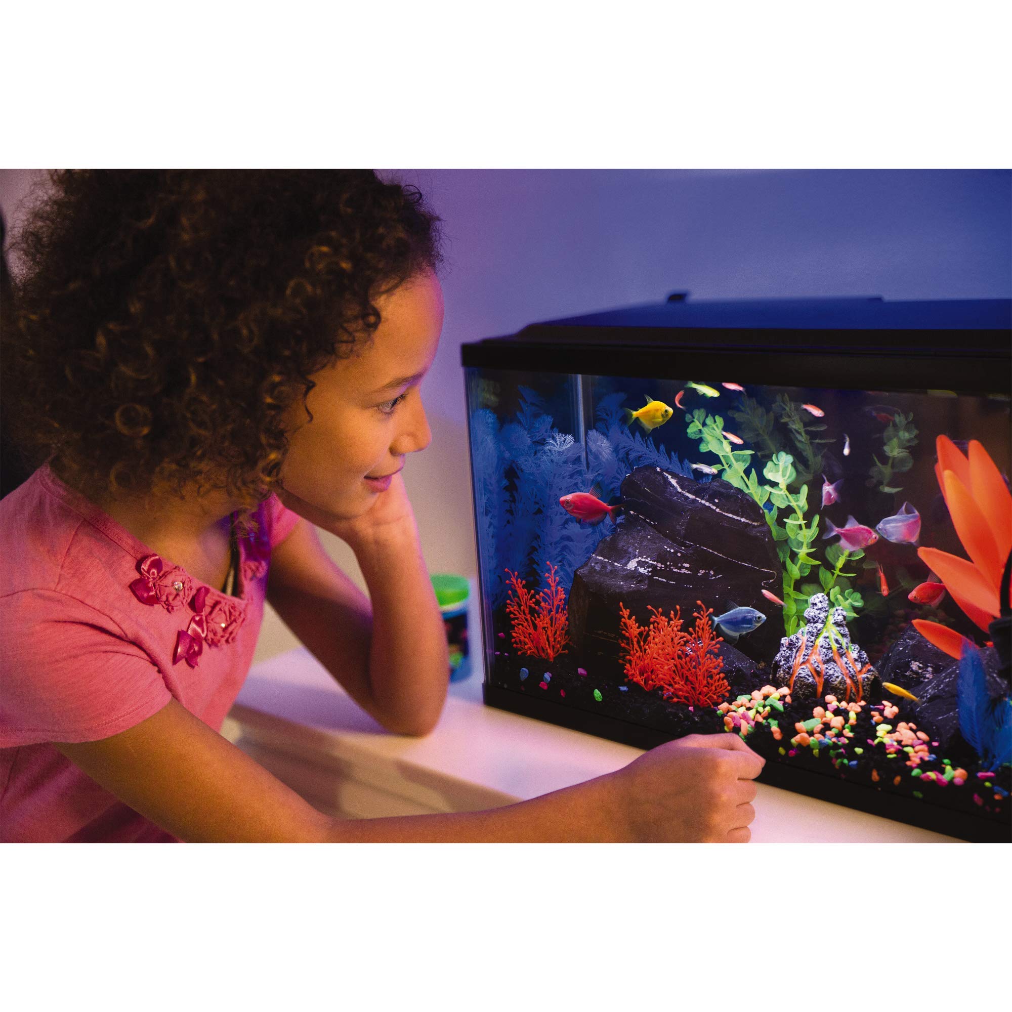 GloFish Plant Aquarium D  cor, Purple and Pink Large, Fluorescent Under Blue LED Light